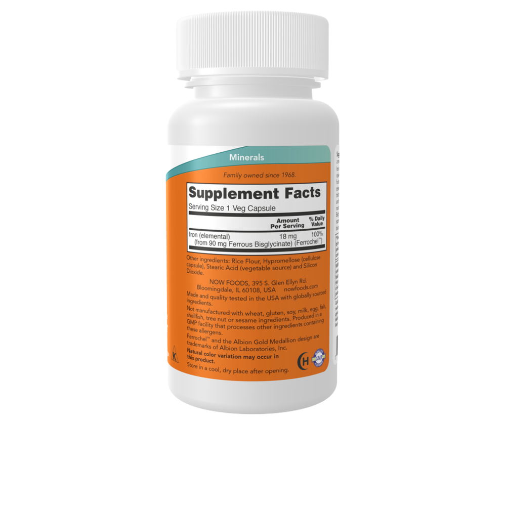 Ferro - Iron - 18 mg - 120 cápsulas vegetais - Now