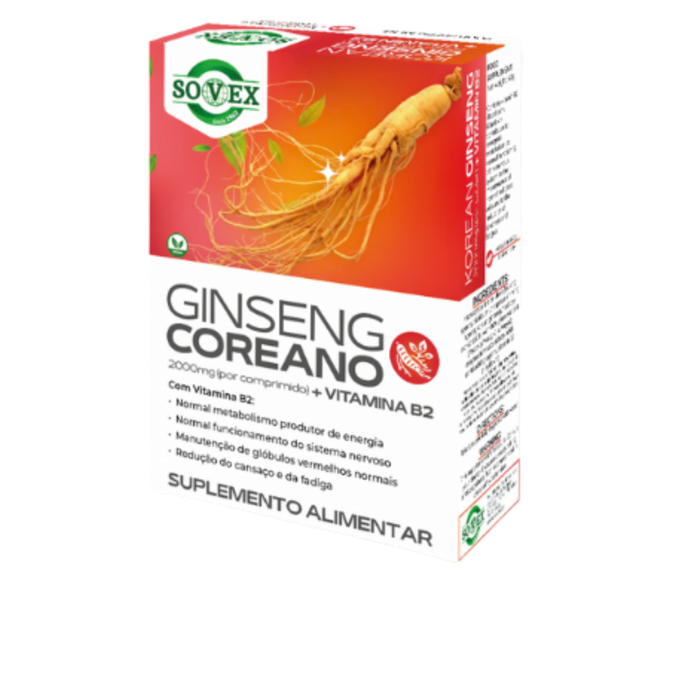 Ginseng Coreano 2000mg + Vitamina B2 - 40 comprimidos - Sovex