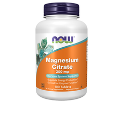 Magnesium Citrate - 200 mg - 100 comprimidos - Now