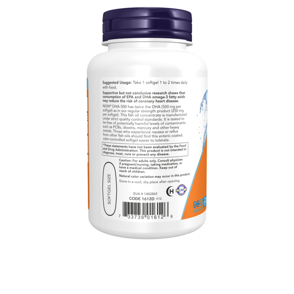 DHA-500 (500 DHA / 250 EPA) - 90 cápsulas moles - Now