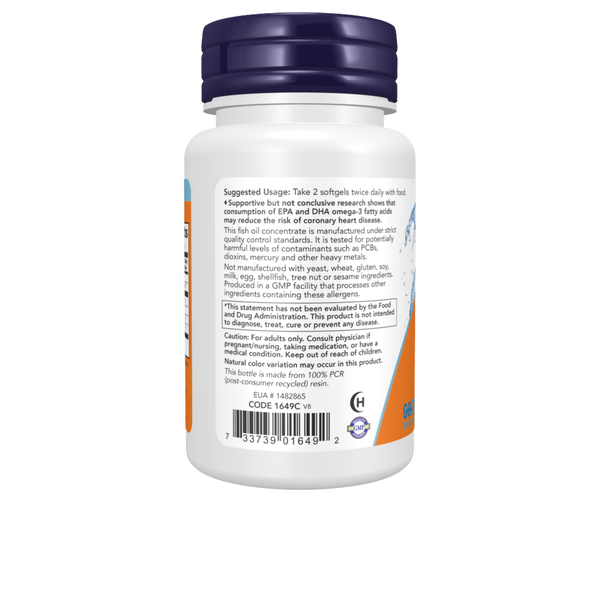 Omega-3 Fish Oil - 100 cápsulas moles - Now