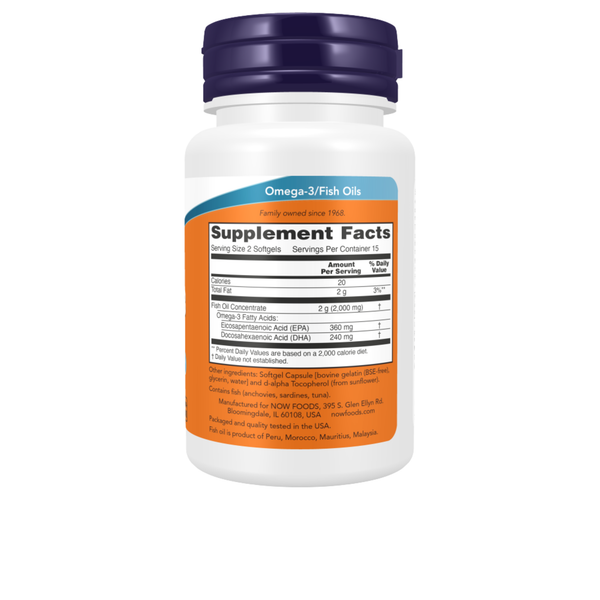 Omega-3 Fish Oil - 100 cápsulas moles - Now