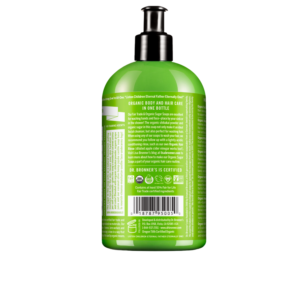 Sabonete Líquido Biológico de Açúcar - Erva-príncipe e Lima - 355 ml - Dr. Bronner's