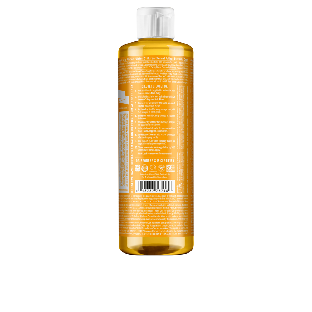 Sabonete Líquido Biológico De Castela - Citrus-Orange - 475 ml - Dr. Bronner’s