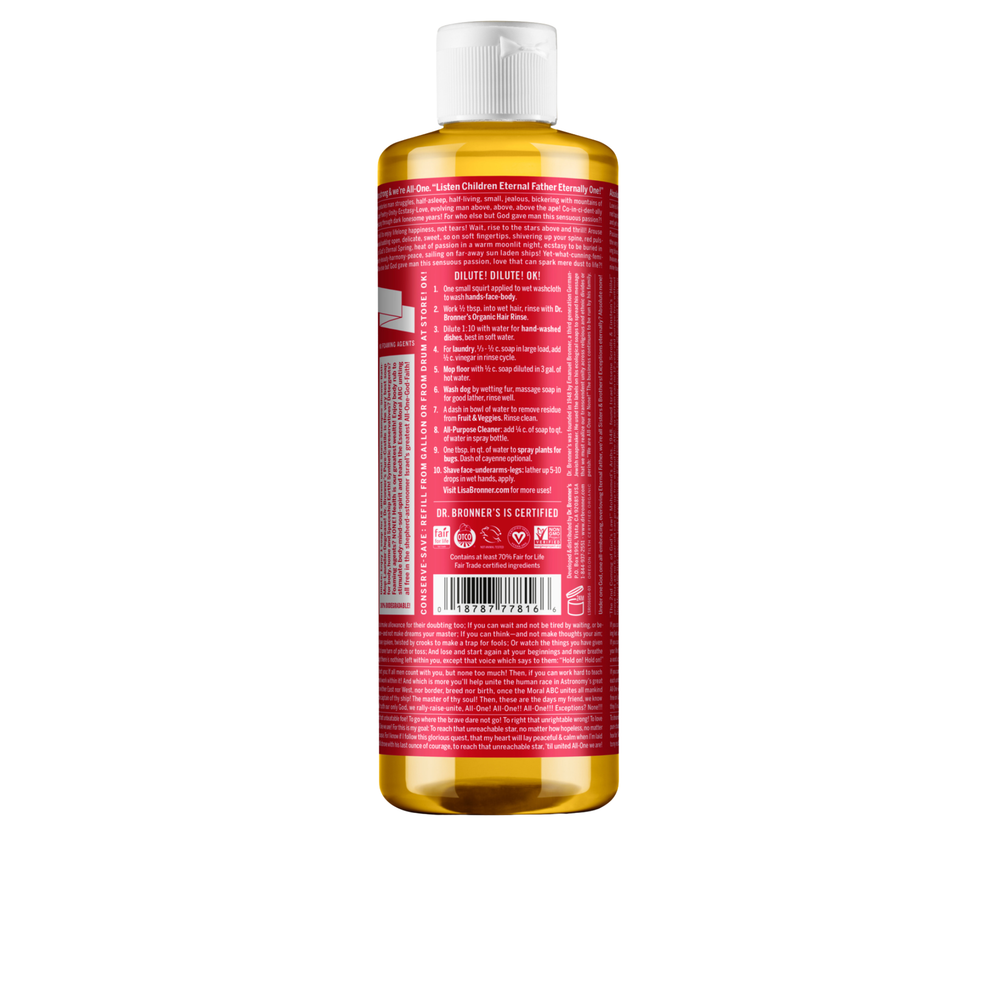 Sabonete Líquido Biológico De Castela - Rosa - 475 ml - Dr. Bronner’s