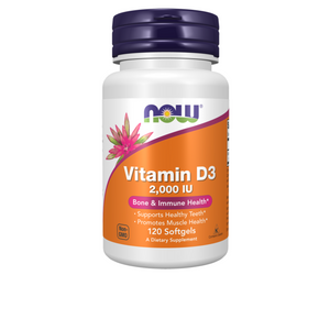 Vitamina D-3 - 2000 IU - 120 cápsulas moles - Now