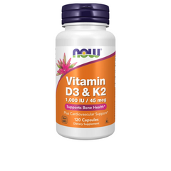 Vitamina D-3 & K-2 - 120 cápsulas - Now