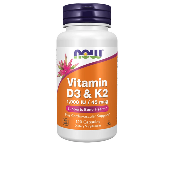 Vitamina D-3 & K-2 - 120 cápsulas - Now