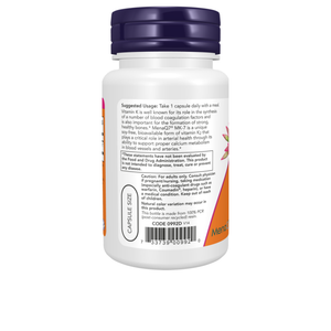 Vitamina K2 MK-7 100 mcg - 60 cápsulas vegetais - Now